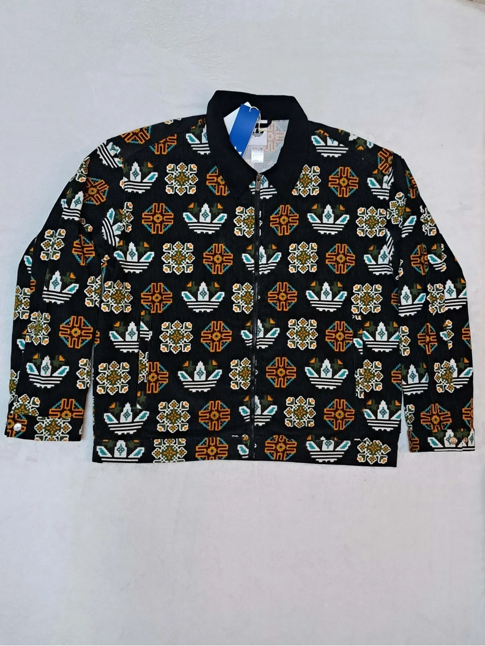 Adidas Monogram Allover Print Corduroy Coach Jacket - Men's size LARGE